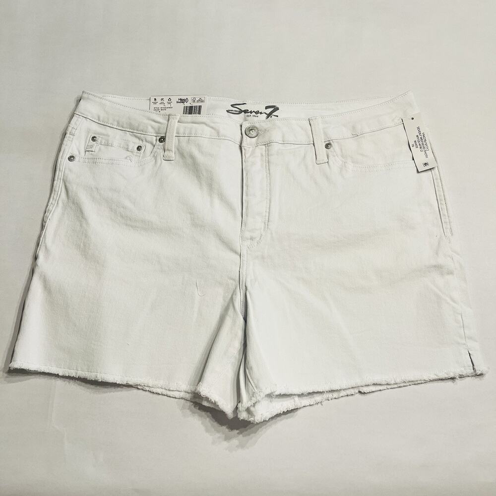Seven7 Women's Denim White Weekend Short Frayed Hem Sz 16 (A0127)